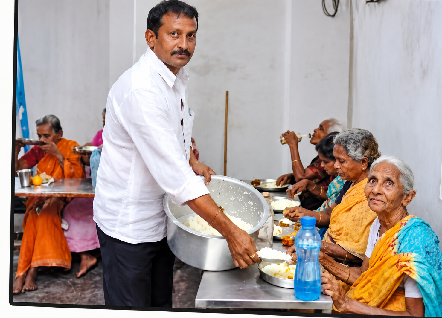 GITA Mayee serving meals to elderly residents